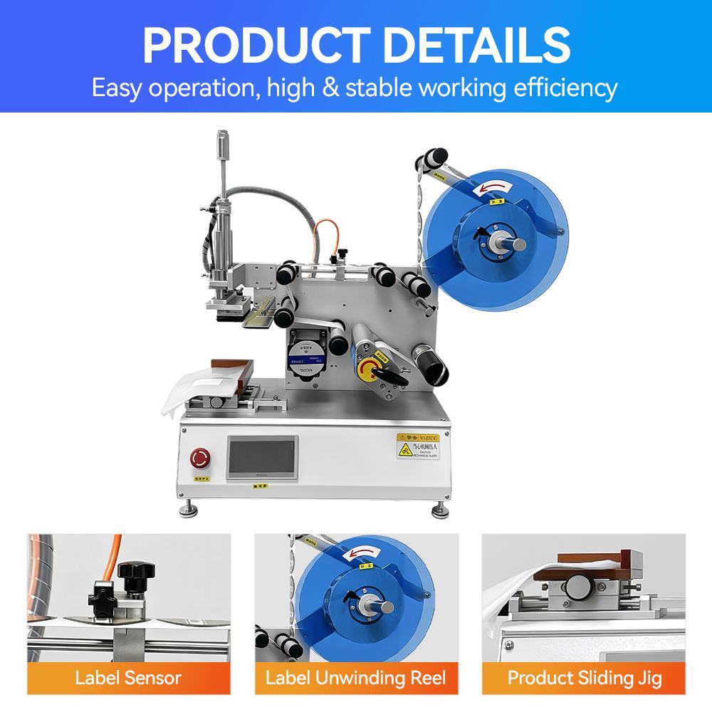Semi-automatic flat label applicator machine