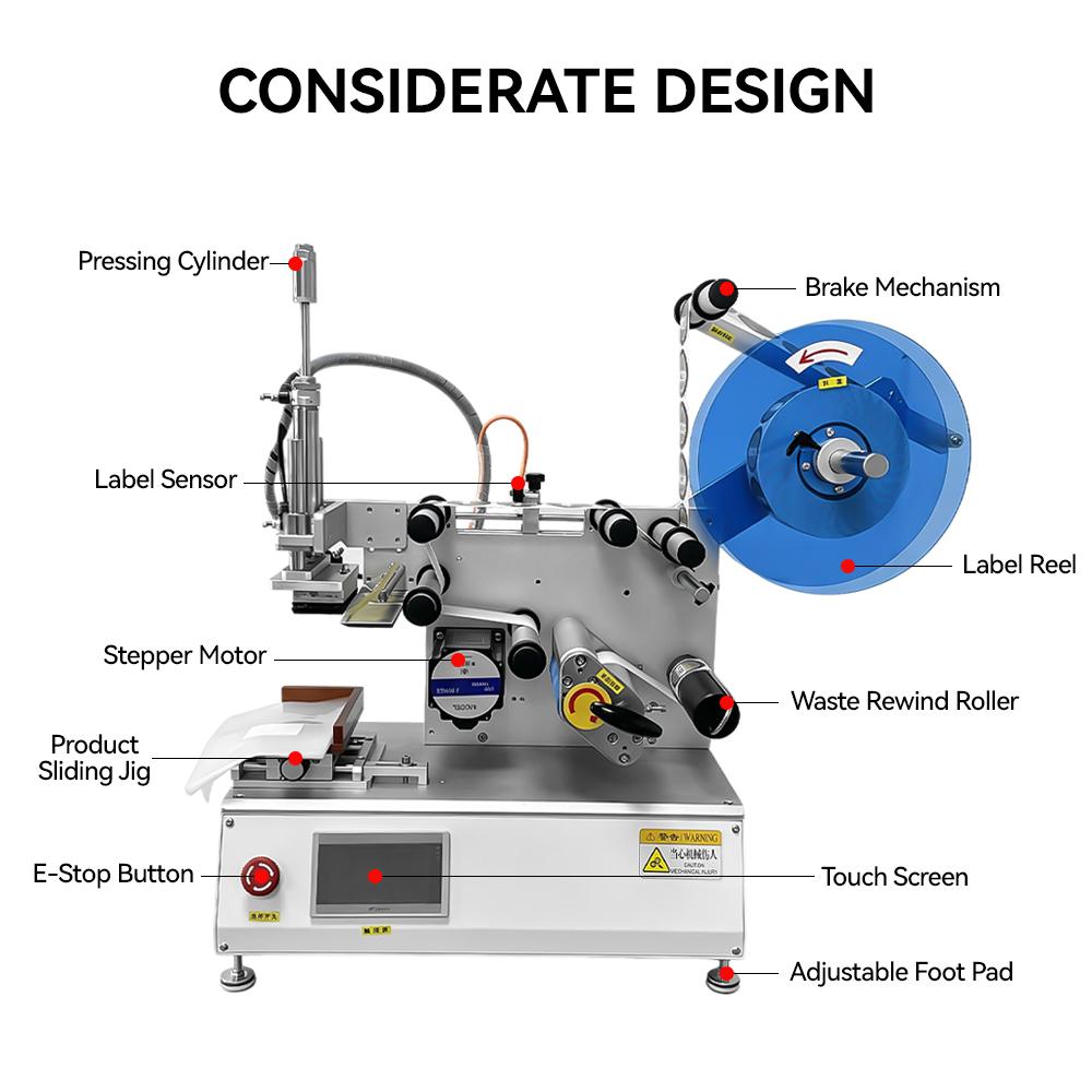 Semi-automatic flat label applicator machine