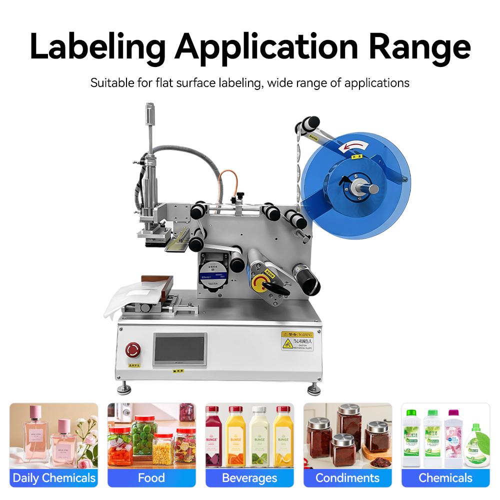 Semi-automatic flat label applicator machine